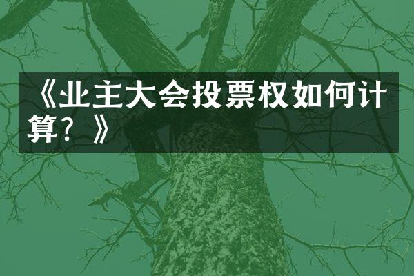 《业主大会投票权如何计算？》