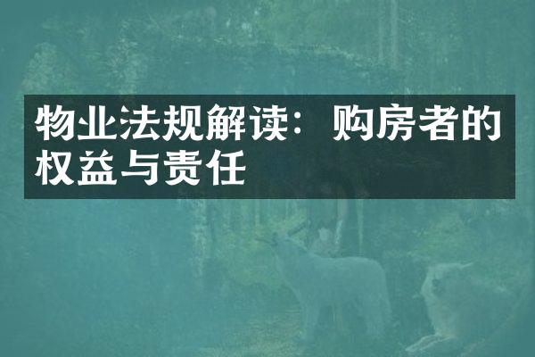 物业法规解读：购房者的权益与责任