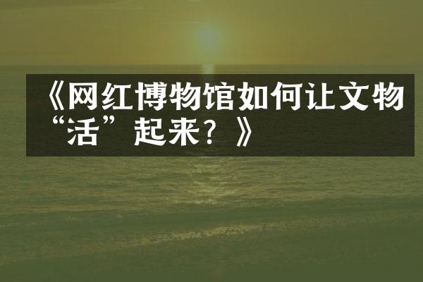 《网红博物馆如何让文物“活”起来？》