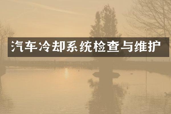 汽车冷却系统检查与维护