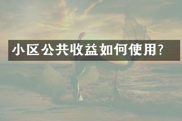 小区公共收益如何使用？