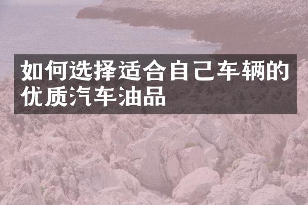 如何选择适合自己车辆的优质汽车油品