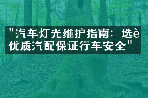 "汽车灯光维护指南：选购优质汽配保证行车安全"