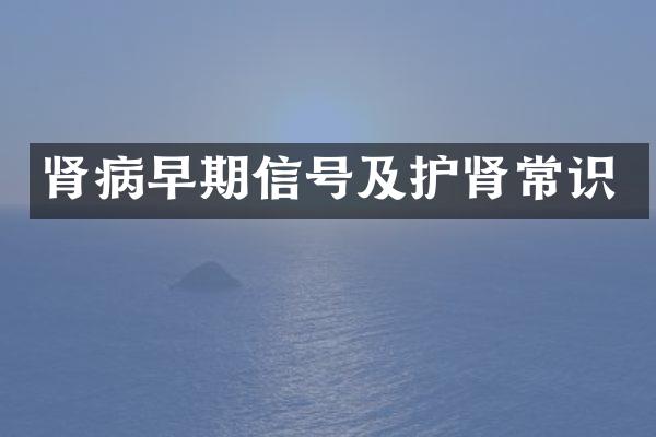 肾病早期信号及护肾常识