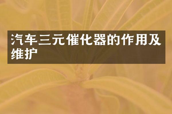 汽车三元催化器的作用及维护