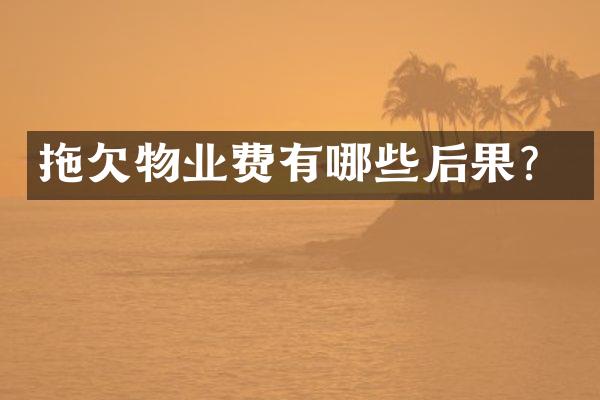 拖欠物业费有哪些后果？