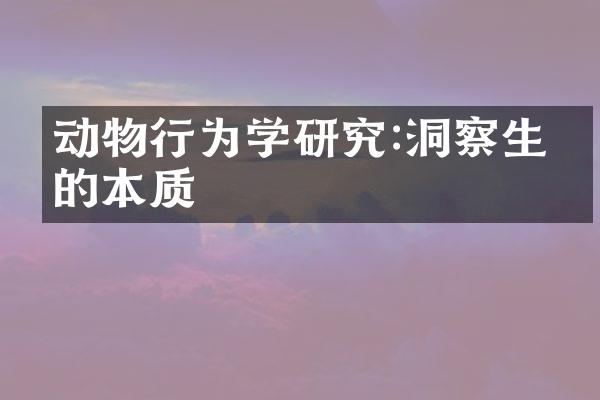 动物行为学研究:洞察生命的本质