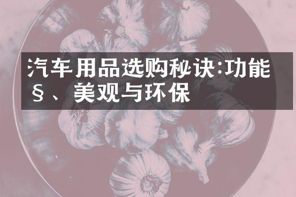 汽车用品选购秘诀:功能性、美观与环保