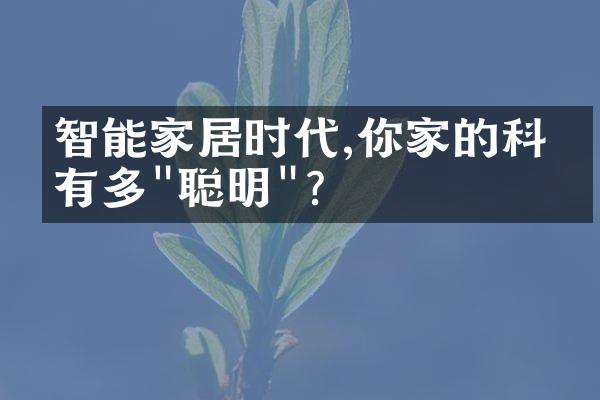智能家居时代,你家的科技有多"聪明"?