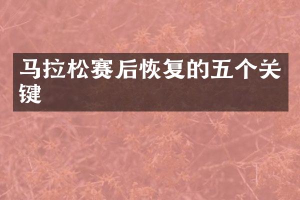 马拉松赛后恢复的五个关键
