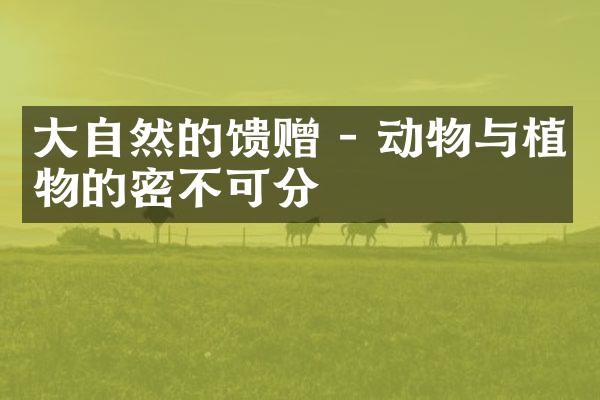 大自然的馈赠 - 动物与植物的密不可分