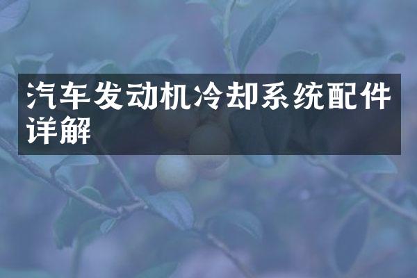 汽车发动机冷却系统配件详解