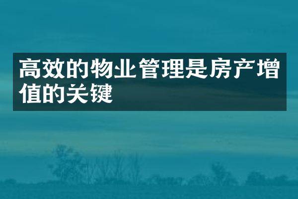 高效的物业管理是房产增值的关键