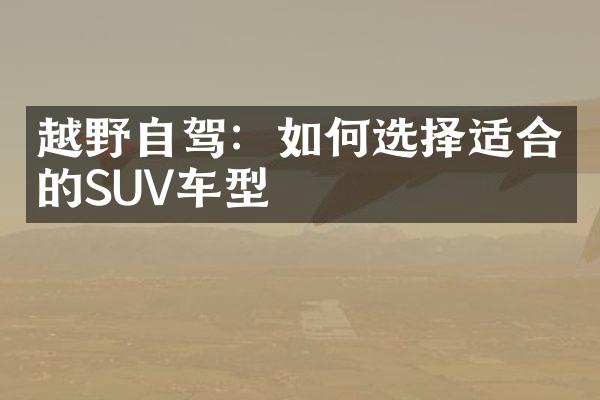 越野自驾：如何选择适合的SUV车型