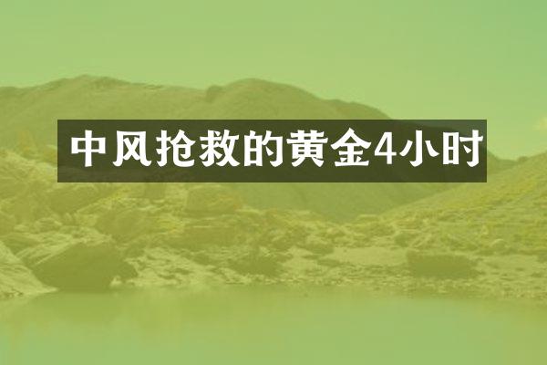 中风抢救的黄金4小时