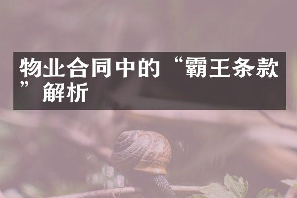 物业合同中的“霸王条款”解析