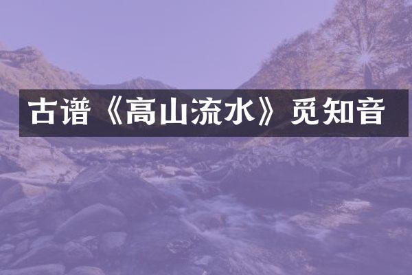 古谱《高山流水》觅知音