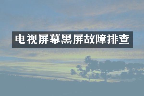 电视屏幕黑屏故障排查