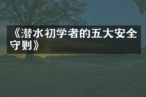 《潜水初学者的五大安全守则》