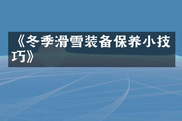 《冬季滑雪装备保养小技巧》