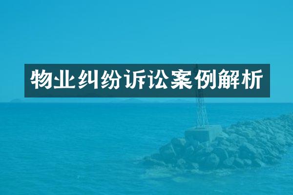 物业纠纷诉讼案例解析