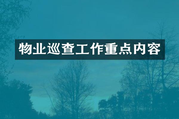 物业巡查工作重点内容