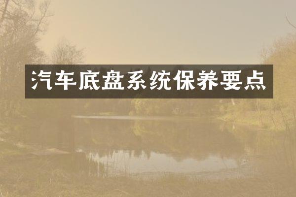 汽车底盘系统保养要点