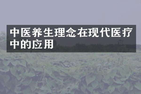 中医养生理念在现代医疗中的应用