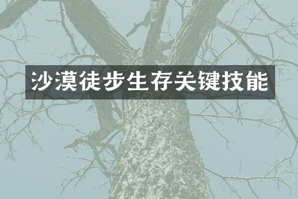沙漠徒步生存关键技能