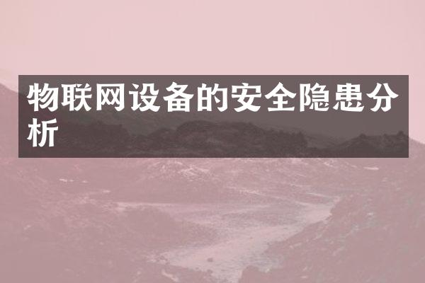 物联网设备的安全隐患分析