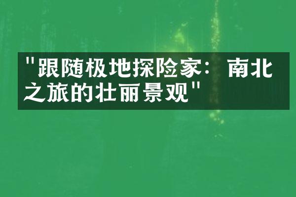 "跟随极地探险家：南北极之旅的壮丽景观"