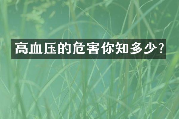 高血压的危害你知多少?
