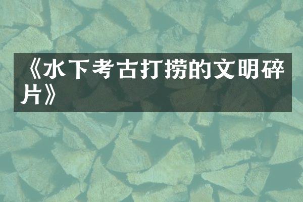《水下考古打捞的文明碎片》