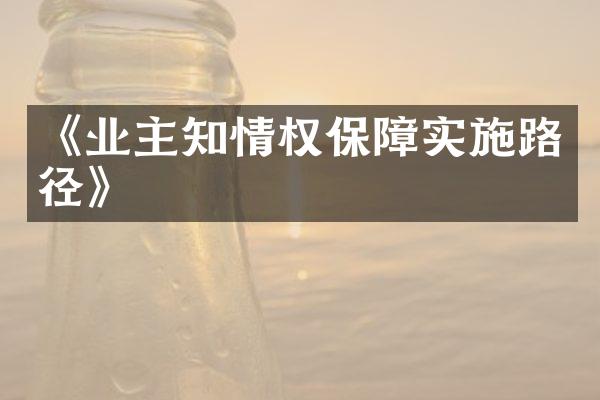 《业主知情权保障实施路径》
