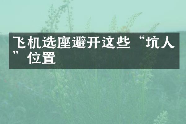飞机选座避开这些“坑人”位置
