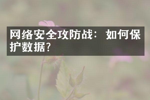 网络安全攻防战：如何保护数据？