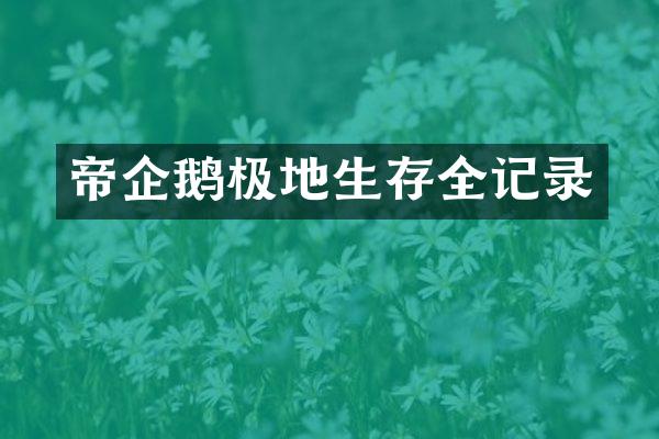 帝企鹅极地生存全记录