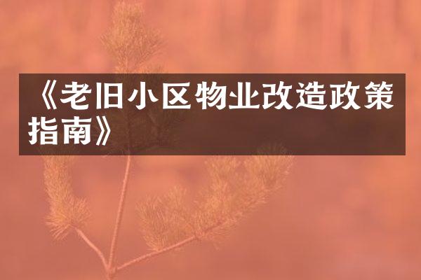 《老旧小区物业改造政策指南》