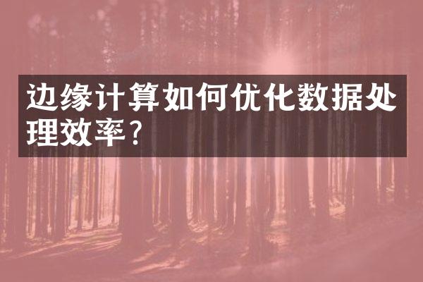 边缘计算如何优化数据处理效率？