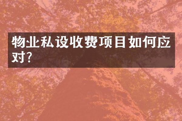 物业私设收费项目如何应对？