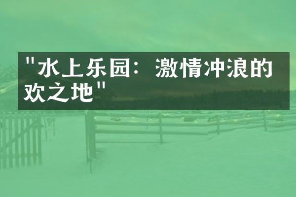 "水上乐园：激情冲浪的狂欢之地"