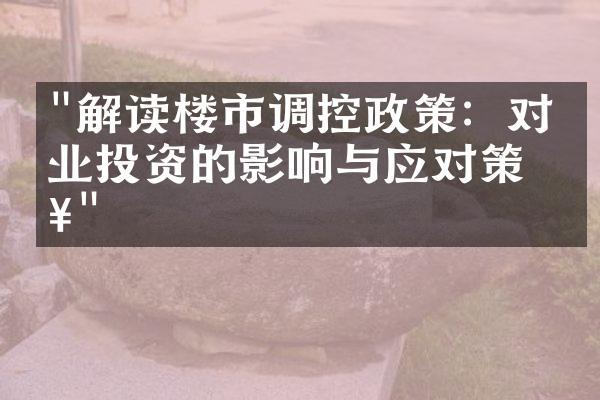 "解读楼市调控政策：对物业投资的影响与应对策略"