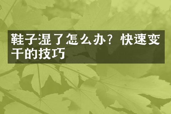 鞋子湿了怎么办？快速变干的技巧