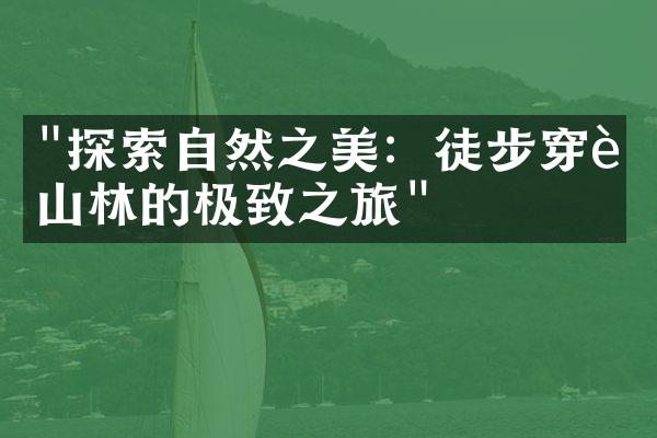 "探索自然之美：徒步穿越山林的极致之旅"