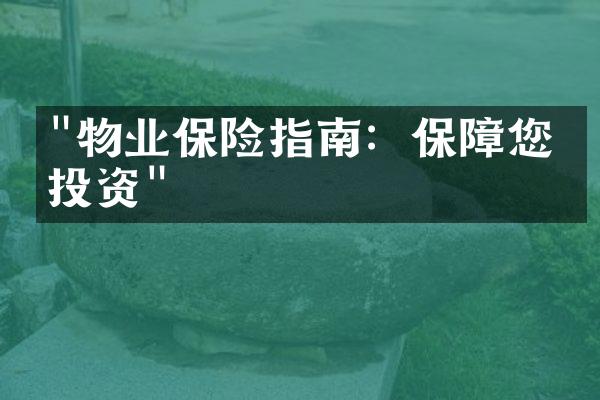 "物业保险指南：保障您的投资"