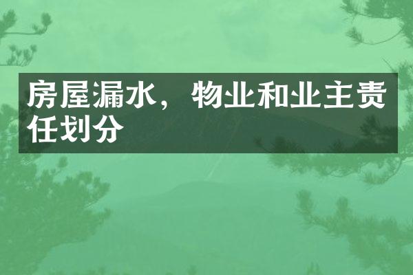 房屋漏水，物业和业主责任划分