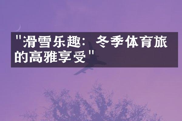 "滑雪乐趣：冬季体育旅游的高雅享受"