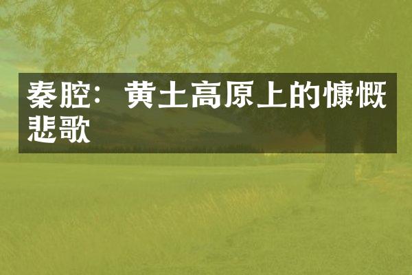 秦腔：黄土高原上的慷慨悲歌