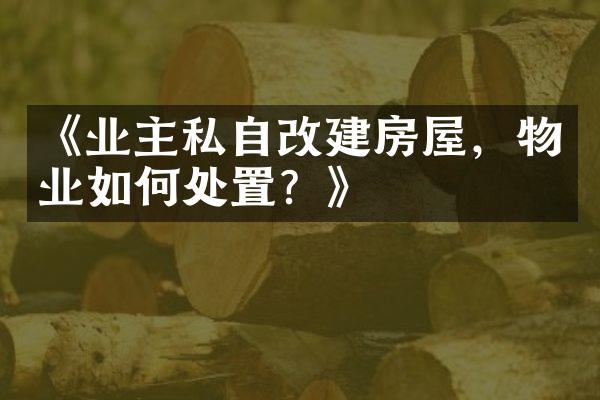 《业主私自改建房屋，物业如何处置？》