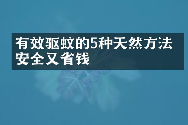有效驱蚊的5种天然方法，安全又省钱
